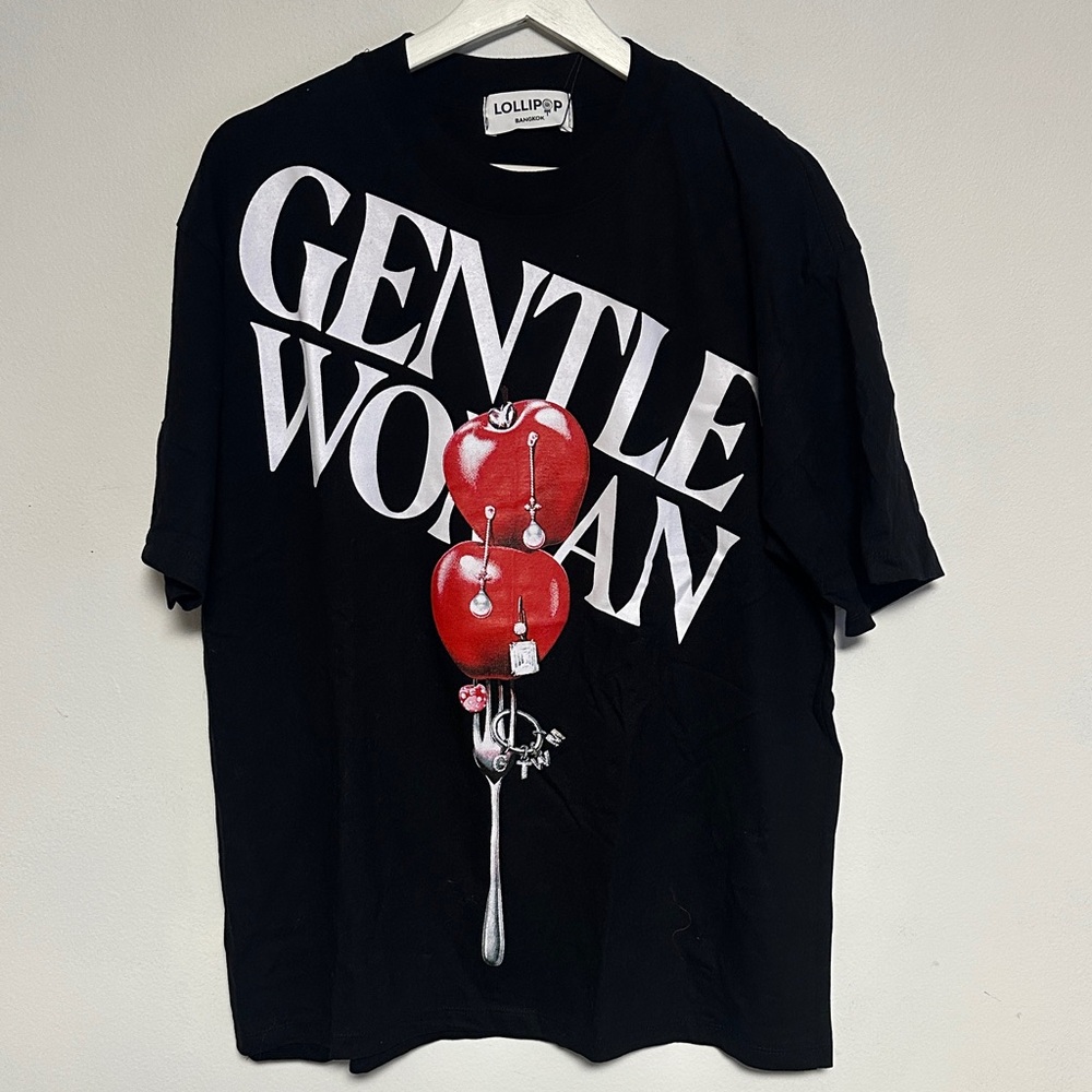 Lolli Black Tee with Red and White Graphic
